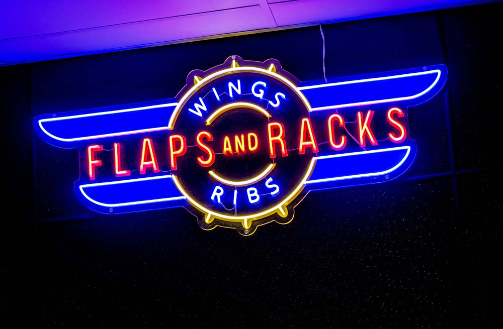 Flaps and Racks, Tucson, neon sign